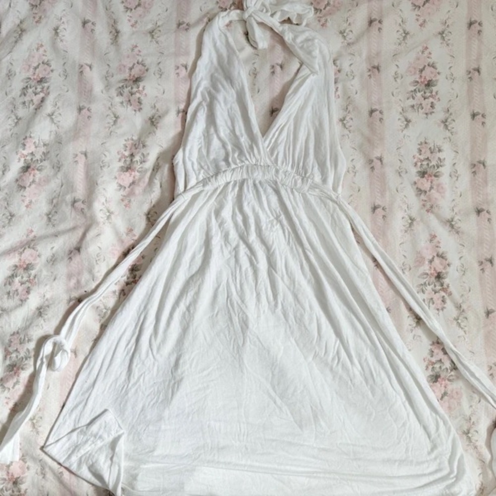 Express Ivory Backless Halter Dress